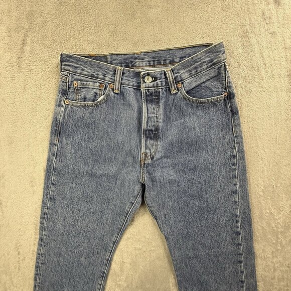 Levis 501 Jeans Mens 30x30 Blue Denim Button Fly Grunge Faded Straight Pants Y2K - Picture 4 of 16